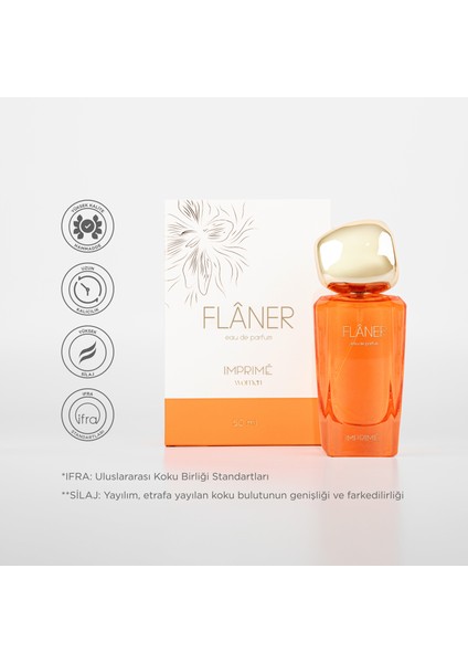 Flâner EDP Kadın Parfüm, Oryantal-Çiçeksi, Narenciye, Lavanta, Safran, Adaçayı, Amber, Sedir, 50ml