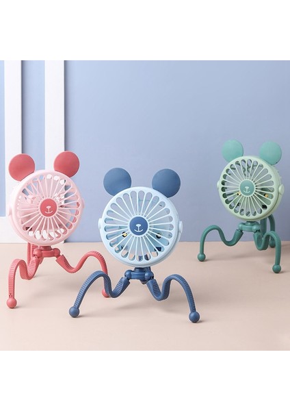 Sevimli Karikatürler Ahtapot Taşınabilir USB Fanlar El Bebek Arabası Braketi Sessiz Fan Mini Standı Fanlar (Yuvarlak Kulak Yeşil) (Yurt Dışından) fiyatları