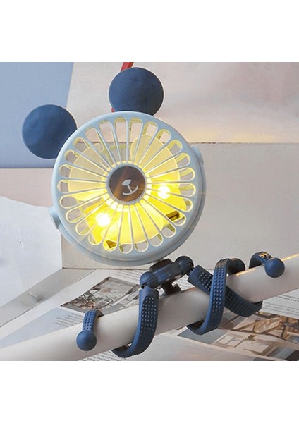 Sevimli Karikatürler Ahtapot Taşınabilir USB Fanlar El Bebek Arabası Braketi Sessiz Fan Mini Standı Fanlar (Yuvarlak Kulak Yeşil) (Yurt Dışından) modelleri