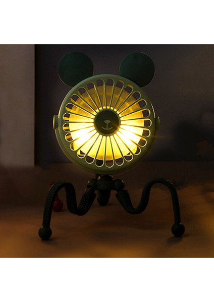 Sevimli Karikatürler Ahtapot Taşınabilir USB Fanlar El Bebek Arabası Braketi Sessiz Fan Mini Standı Fanlar (Yuvarlak Kulak Yeşil) (Yurt Dışından) fırsatları