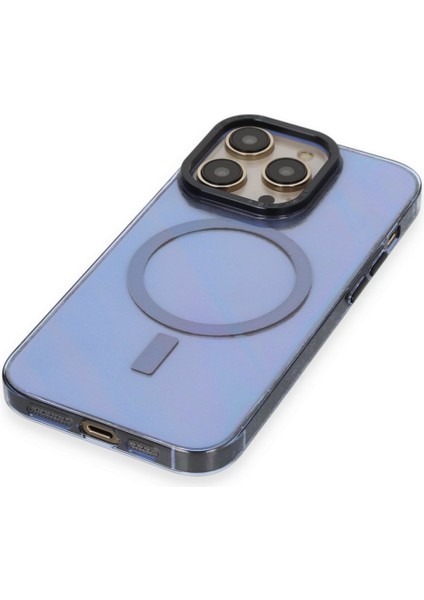 Apple iPhone 14 Pro Max Kılıf Wireless Şarj Özellikli Metal Kamera Lens Çerçeli Sert Pc Anka Kapak