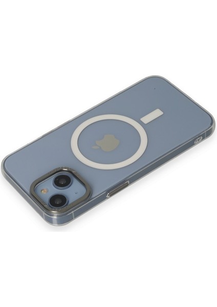 Apple iPhone 15 Kılıf Wireless Şarj Özellikli Metal Kamera Lens Çerçeli Sert Pc Anka Kapak