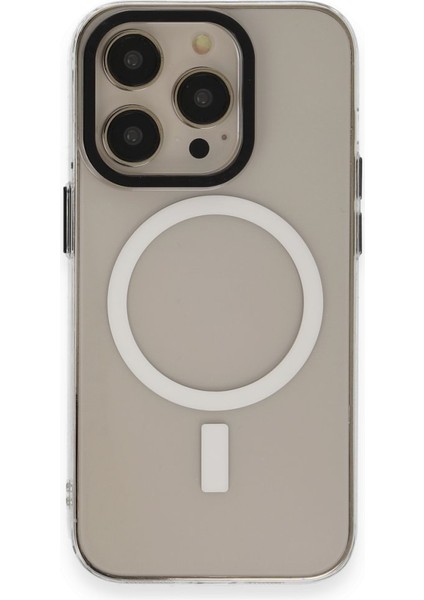 Apple iPhone 15 Pro Kılıf Wireless Şarj Özellikli Metal Kamera Lens Çerçeli Sert Pc Anka Kapak