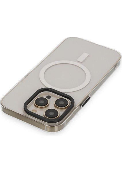 Apple iPhone 15 Pro Kılıf Wireless Şarj Özellikli Metal Kamera Lens Çerçeli Sert Pc Anka Kapak