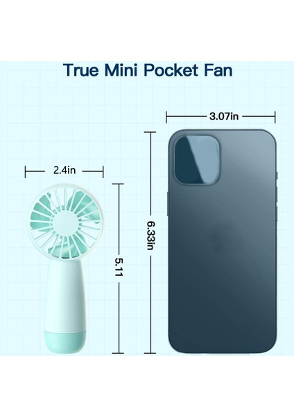 Mini Pille Çalışan Fan, Ipli Taşınabilir El Fanı, 1500MAH Şarj Edilebilir Pilli Kişisel Cep Fanı (Yurt Dışından)