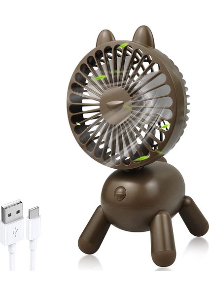 Puppy Taşınabilir Masa Fanı, Tek Düğmede Masaüstü Masa Soğutma Fanı, Ev Ofis Kahverengi Için Şarj Edilebilir Kişisel Fan (Yurt Dışından)