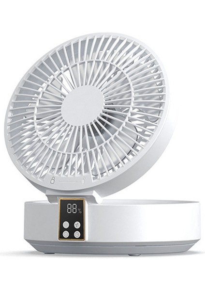 LED Işık ile Taşınabilir Fan 4000 Mah Şarj Edilebilir Dijital Ekran Masaüstü Vantilatör Yaz Fan Yatak Odası Masası Soğutma Fanı-Beyaz (Yurt Dışından)