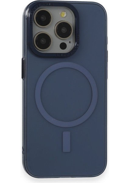 Apple iPhone 15 Pro Max Kılıf Wireless Şarj Özellikli Metal Kamera Lens Çerçeli Sert Pc Anka Kapak
