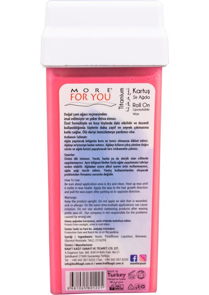 Bitkisel Kartuş Sir Ağda Titantum ( Pembe ) 100 ml