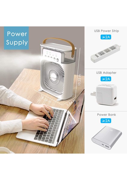 Taşınabilir Klima Fanı USB Masa Fanı Mini Evaporatif Hava Soğutucu Fan 7 Renk Işıkları ile Kişisel Hava Soğutucu (Yurt Dışından) fırsatları