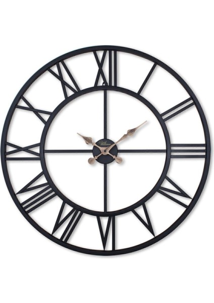 Turuncu modern ferforje duvar saati, 75x75 cm, şık ve estetik dekorasyon.