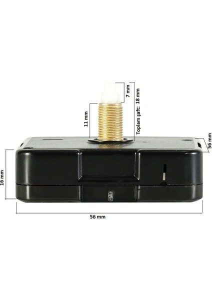 Tekno Trust Quartz Akar Sessiz Duvar Saati Mekanizması 18 mm ve Seti (Akrep - Yelkovan - Saniye) Askısız