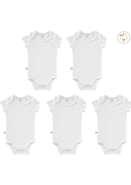 Beyaz Renk Bodysuit Kısa Kollu 5'li Set