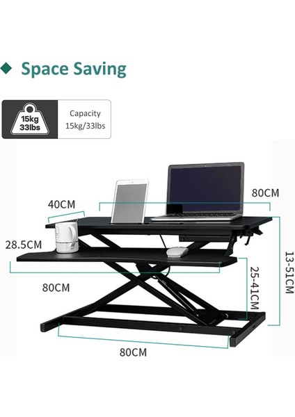 Ayakta Çalışma Masası Dönüştürücü - Yüksekliği Ayarlanabilir Ergonomik Çift Katmanlı