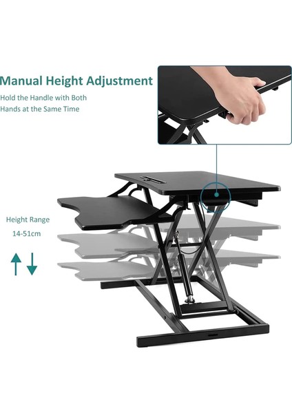 Ayakta Çalışma Masası Dönüştürücü - Yüksekliği Ayarlanabilir Ergonomik Çift Katmanlı