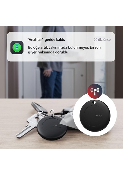 Mitag Airtag Apple ile Uyumlu Apple MFI Sertifikalı Akıllı Takip Cihazı Kılıfsız Siyah