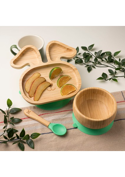 Tavşan Bambu Tabak Seti Sarı