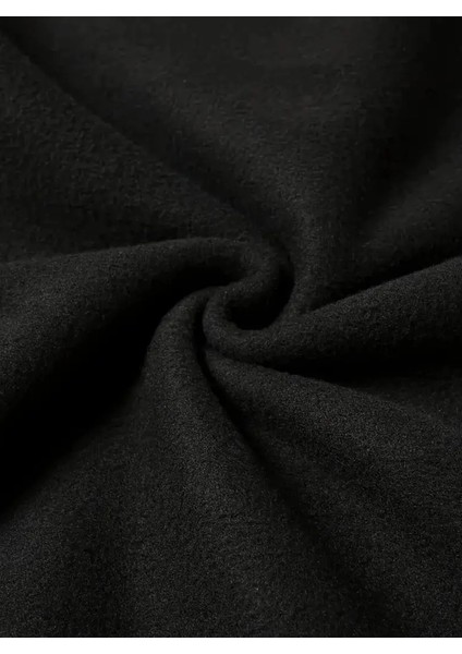 Çiçek Baskılı 2 Iplik Şardonlu Bisiklet Yaka Siyah Sweatshirt