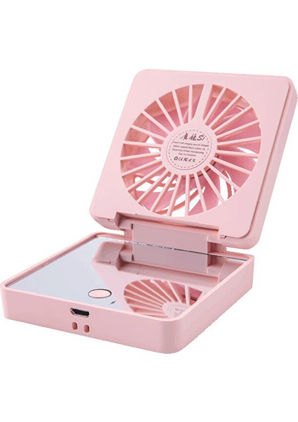 Zeeful Taşınabilir Mini Fan 2 In 1 Mini El Fan Katlama Vanity Makyaj Aynası Cep Fanı (Yurt Dışından)