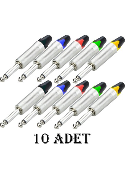 6.3 mm Mono Çivi Gitar Jak - 10 Adet