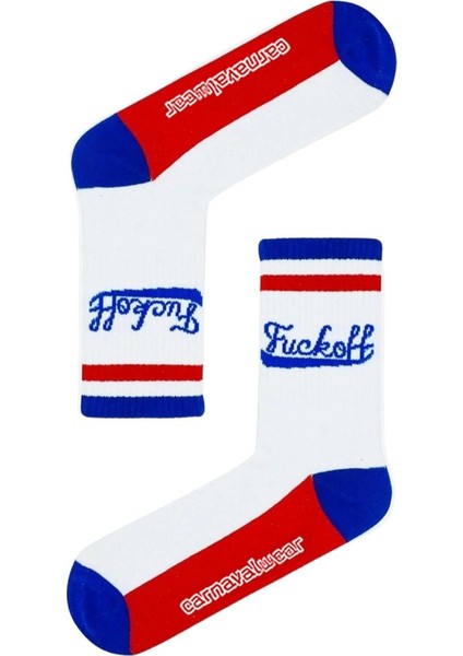 F*ck Off Yazılı Desenli Renkli Spor Çorap