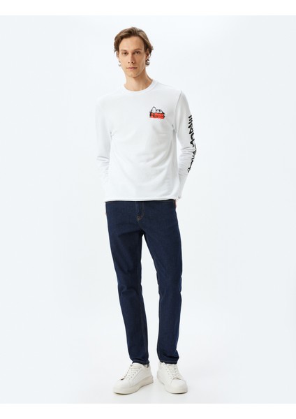 Bisiklet Yaka Uzun Kollu Pamuk Karışımlı Lisanslı Snoopy Sweatshirt fiyatları
