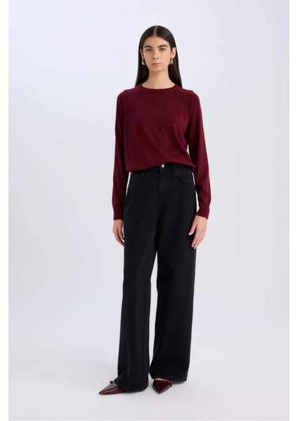 Regular Fit Yumuşak Dokulu Bisiklet Yaka Basic Düz Triko Kazak I6913AZ24WN fiyatları