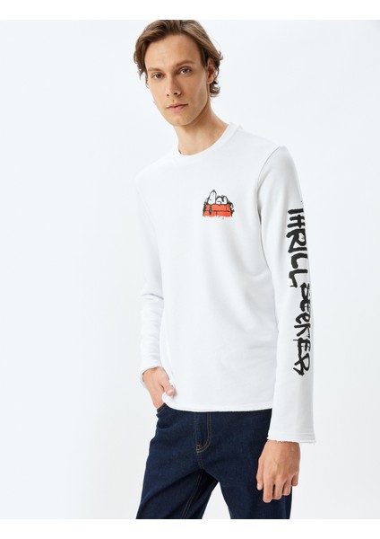 Bisiklet Yaka Uzun Kollu Pamuk Karışımlı Lisanslı Snoopy Sweatshirt
