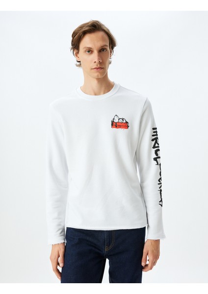 Bisiklet Yaka Uzun Kollu Pamuk Karışımlı Lisanslı Snoopy Sweatshirt modelleri