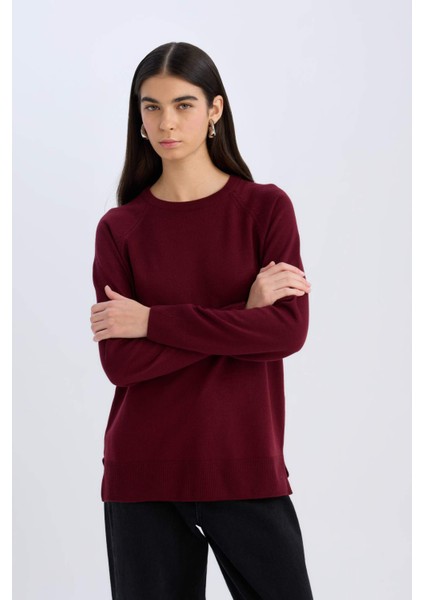 Regular Fit Yumuşak Dokulu Bisiklet Yaka Basic Düz Triko Kazak I6913AZ24WN fırsatları