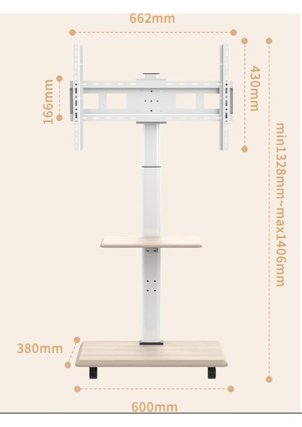 Tekerlekli Taşınabilir Tv Sehpası 26-70 Inç Düz/kavisli Tv'ler Için Döner ve Yükseklik Ayarlı