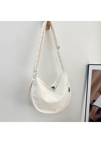 Kanvas Çanta Kadın Yeni Büyük Kapasiteli Basit Üniversite Öğrencisi Sınıfa Gidip Gelen Tek Omuz Çapraz Askılı Çanta Hamur Tatlısı Çanta (Yurt Dışından)