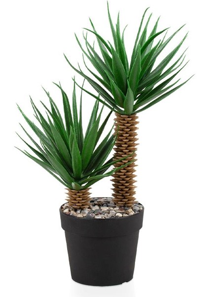 Mini Siyah Plastik Saksıda Iki Dal Yapay Kaktüs Aloevera