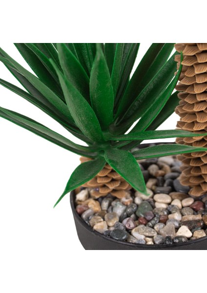 Mini Siyah Plastik Saksıda Iki Dal Yapay Kaktüs Aloevera