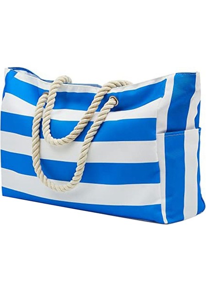 Plaj Çantası, Yüzme Su Geçirmez Havuz Alışverişi Katlanabilir Omuz Çantası Mavi (Yurt Dışından)