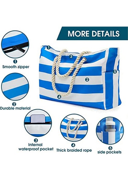 Plaj Çantası, Yüzme Su Geçirmez Havuz Alışverişi Katlanabilir Omuz Çantası Mavi (Yurt Dışından) fiyatları