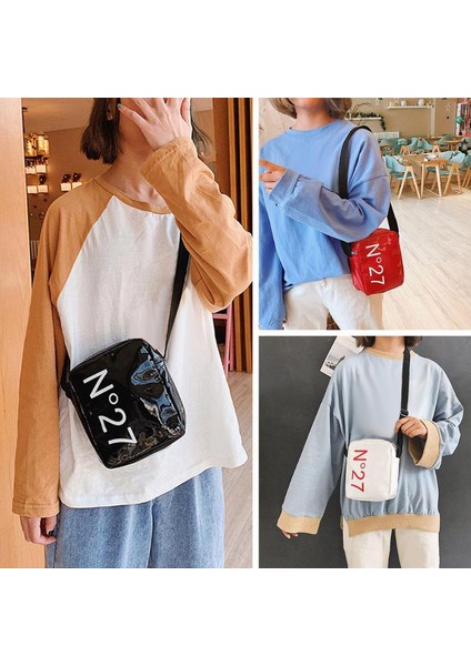 Rugan Moda Omuz Çantası Unisex Küçük Rahat Vahşi Mektup Çapraz Paket Siyah (Yurt Dışından) modelleri