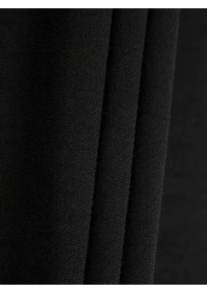 Ribbon Baskılı Siyah Oversize Bisiklet Yaka Sweatshirt
