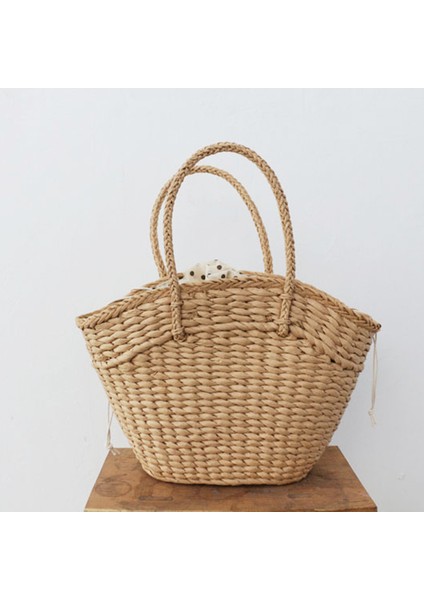 Kadın Çanta Hasır Dokuma Bayanlar Omuz Çantası Plaj Saman Büyük Kapasiteli Taşınabilir Nokta Büyük Sepet Cüzdan A (Yurt Dışından) modelleri