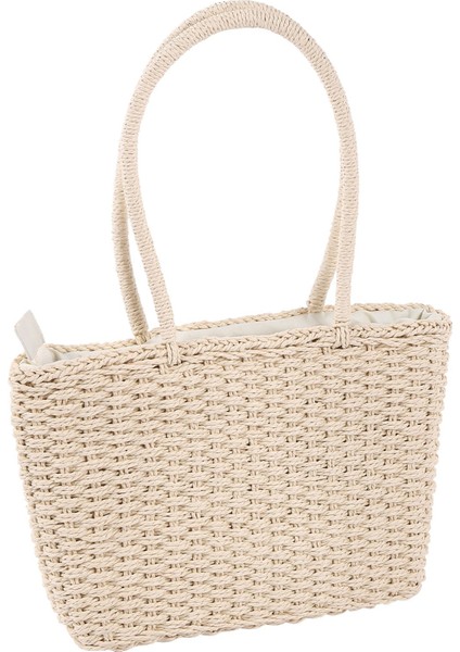 Kadın Yaz Boho Plaj Vintage Dokuma El Yapımı Örme Hasır Hasır Kamış Örgü Çanta Omuz Çantaları Rahat Moda Tote (Yurt Dışından)