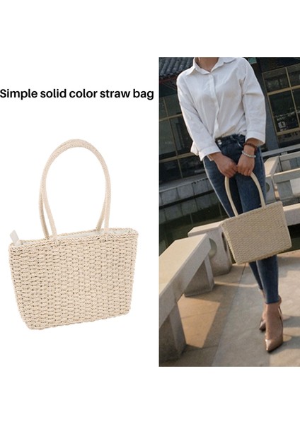 Kadın Yaz Boho Plaj Vintage Dokuma El Yapımı Örme Hasır Hasır Kamış Örgü Çanta Omuz Çantaları Rahat Moda Tote (Yurt Dışından) fırsatları