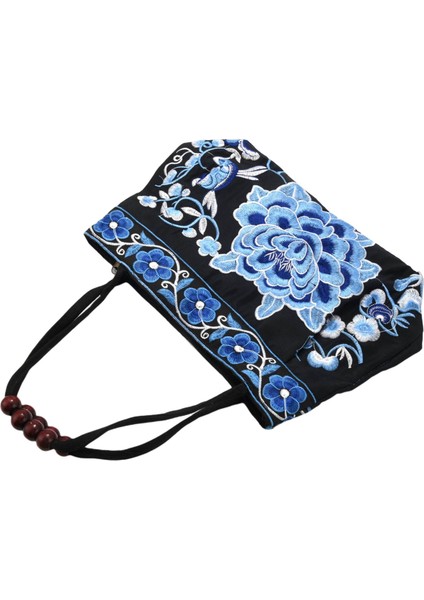 Çin Tarzı Kadın Çanta Nakış Etnik Yaz Moda El Yapımı Çiçekler Bayanlar Tote Omuz Çantaları -Body (Mavi Şakayık) (Yurt Dışından) fırsatları