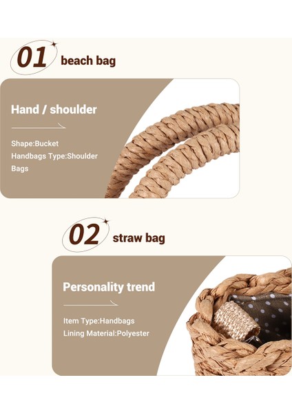 Saman Dokuma Çanta El Yapımı Rattan Vintage Retro Halat Örme Kadın Crossbody Çanta Yüzük ile Taze Yaz Plaj Kahverengi (Yurt Dışından) fırsatları