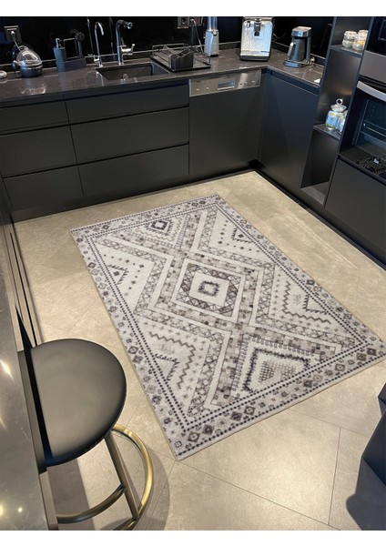 Gri Tonlarda Çapraz Desenli Dokuma Taban Halı MIRAVIP322