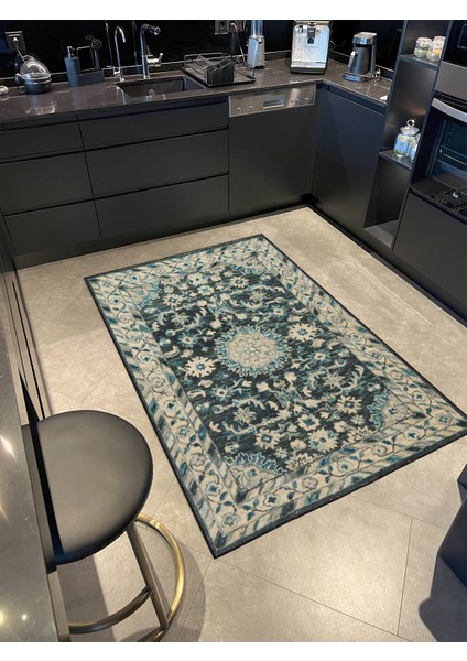 Yeşil Geleneksel Desenli Dokuma Taban Halı MIRAVIP330