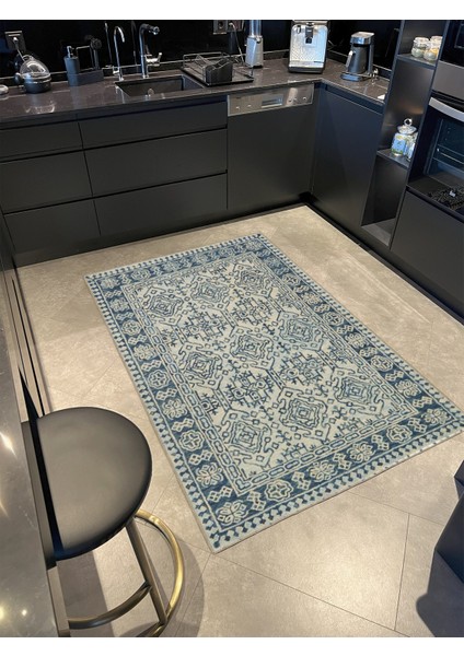 Geometrik Yeşil Renkli Desenli Dokuma Taban Halı MIRAVIP333