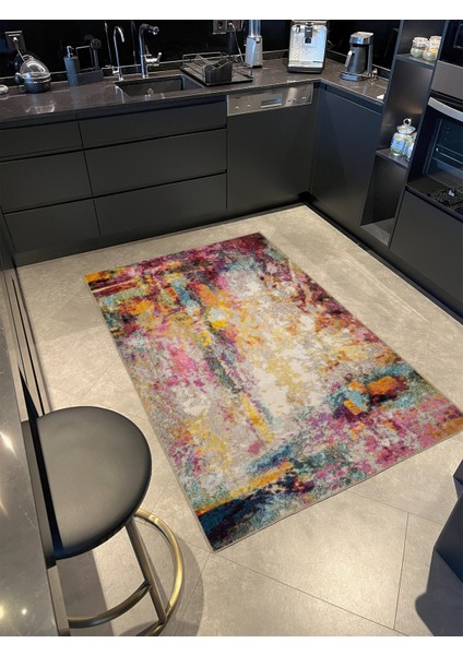 Çok Renkli Pastel Boyalı Dokuma Taban Halı MIRAVIP382