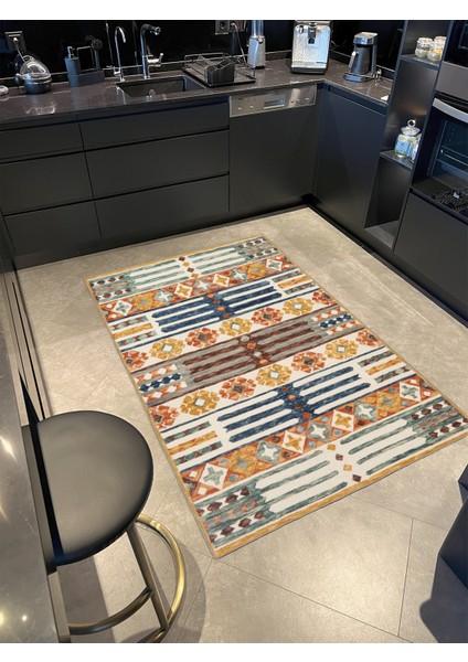 Turuncu Tonlarında Çiçekli Üçgen Desenli Dokuma Taban Halı MIRAVIP335