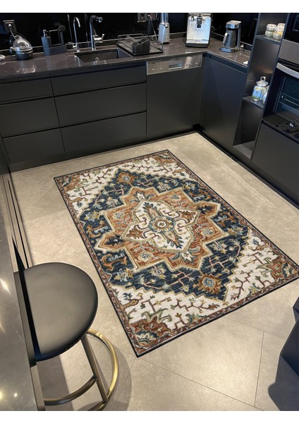 Sarı Tonlarda Geometrik Geleneksel Desenli Dokuma Taban Halı MIRAVIP331