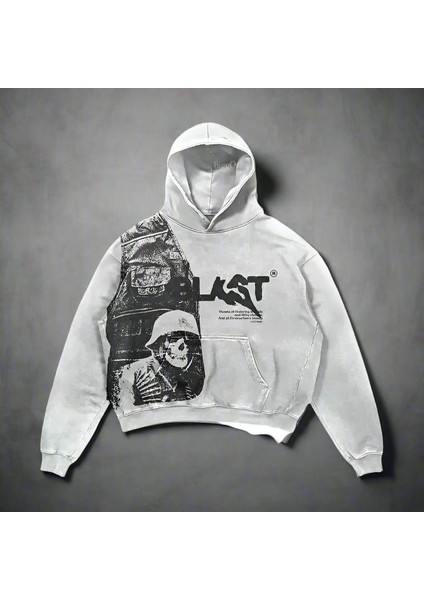 Last Skeleton Gothic Full Beyaz Oversize Sweatshirt